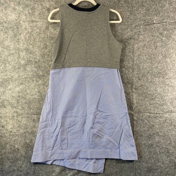 Carvin Dress Large Blue Striped Asymmetric Sleeveless A-Line Preppy - Picture 3 of 12